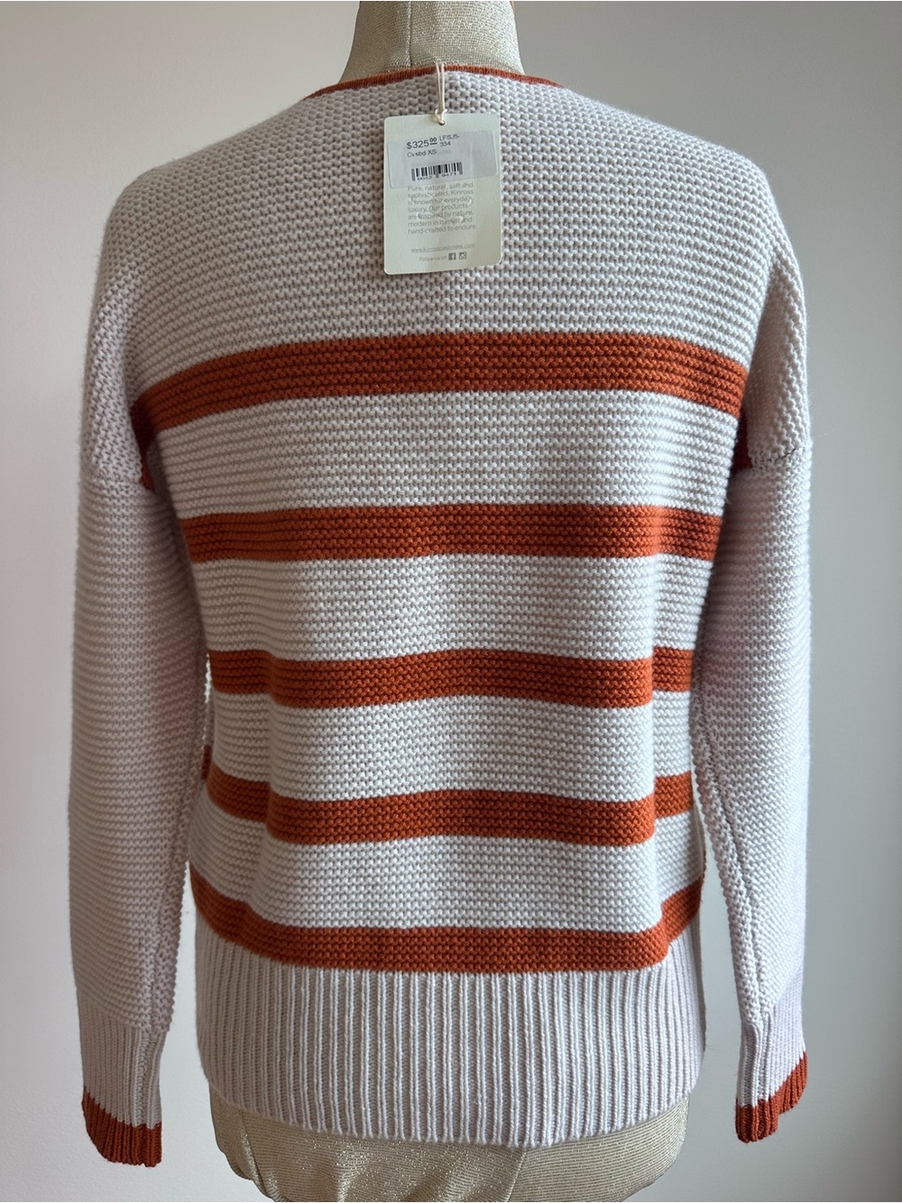 KINROSS Cashmere Striped Wool/Cashmere Sweater Size XSmall - Picture 4 of 7